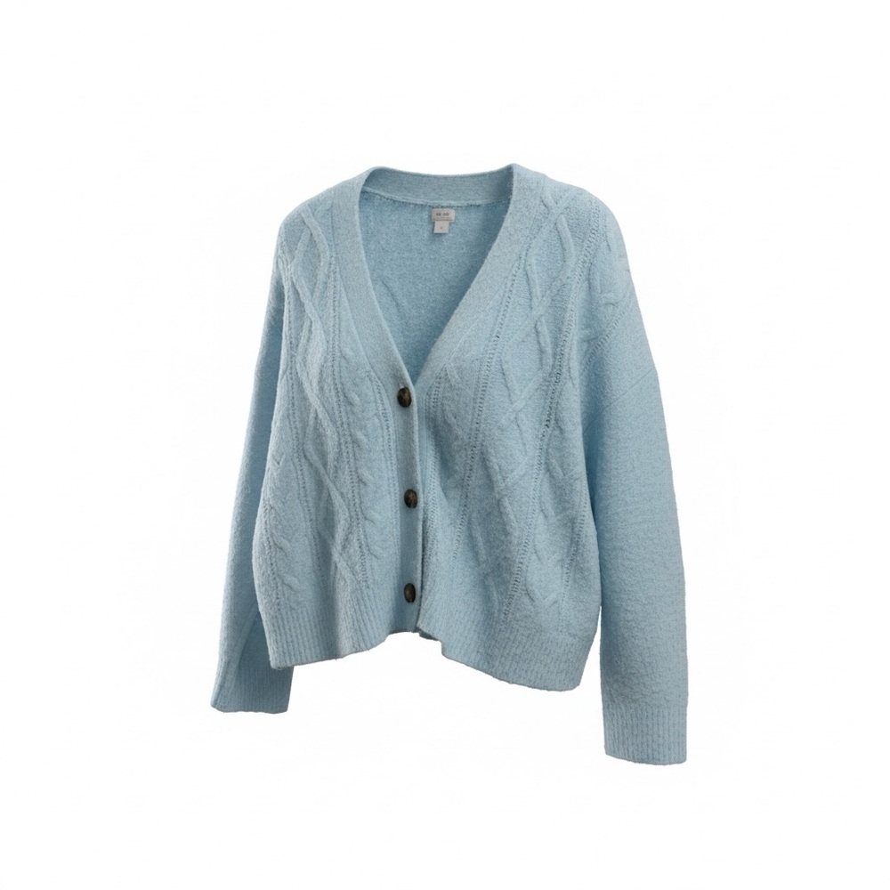 Light Blue Cable Knit Women's Sweater